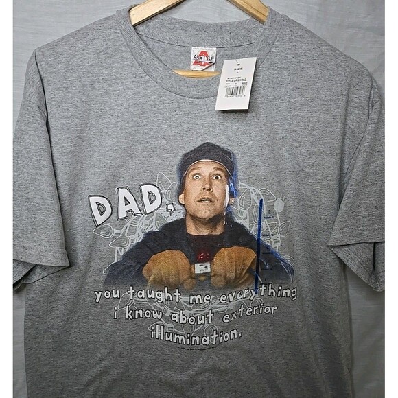 AAA Vintage Christmas Vacation T-Shirt Mens Large Gray Chevy Chase 90s Movie - Picture 4 of 8